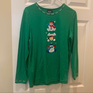 New Snowman ugly Christmas Long sleeve tee Green M
